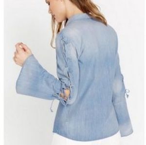 Buffalo denim Button down Bell sleeves XS